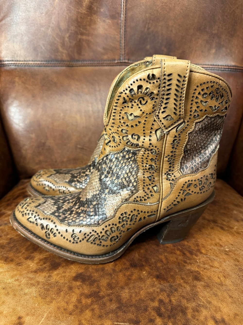 Cuadra Python Ankle Western Booties Women’s 7 - Picture 5 of 9